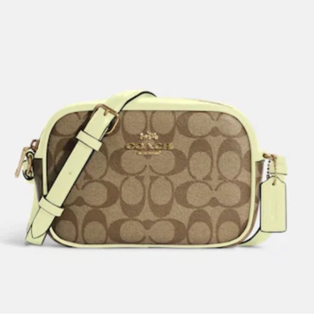 NEW! COACH Mini Jamie Camera Bag In Signature Canvas - Silver/Khaki/Pale Lime - Picture 1 of 16